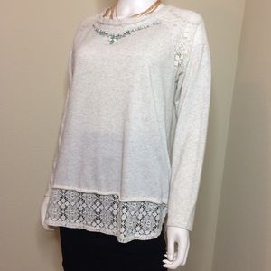 Democracy pullover sweatshirt long sleeve gray top